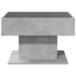 vidaXL Table basse avec LED gris béton 70x50x45 cm bois d'ingénierie