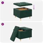 vidaXL Pouf de rangement Vert foncé 60 x 60 x 45 cm Velours