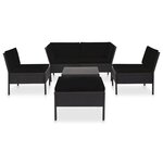 Salon de jardin meuble d'extérieur ensemble de mobilier 6 pièces avec coussins résine tressée noir 02_0016918