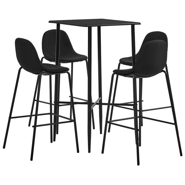 vidaXL Ensemble de bar 5 Pièces Tissu Noir