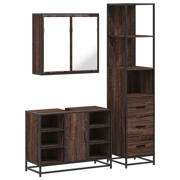vidaXL Ensemble de meubles de salle de bain 3 Pièces Chêne marron