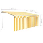vidaXL Auvent rétractable manuel store LED 3 5x2 5 m Jaune et blanc
