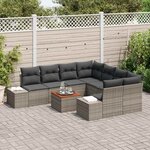 vidaXL Ensemble de canapé de jardin avec coussin 9 Pièces Gris Poly rotin