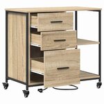 vidaXL Cabinet de Bureau avec roue Chêne sonoma 76 x 41 x 72 cm