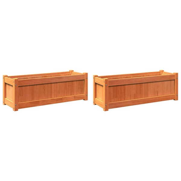 vidaXL Jardinières 2 Pièces cire marron bois de pin massif