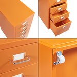 Caisson de bureau armoire meuble de rangement à roulettes avec 5 tiroirs 69 x 28 x 41 cm orange 03_0009103