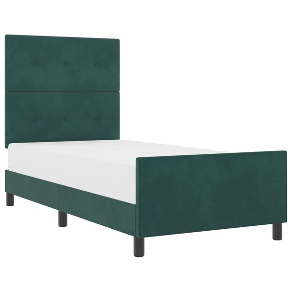 vidaXL Lit à ressorts avec tête de lit Vert foncé 90 x 190 cm Velours