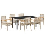 vidaXL Ensemble de jardin 7 pièces avec coussins beige en rattan synthétique