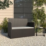 vidaXL Banc de jardin avec coussins Noir 105 cm Résine tressée