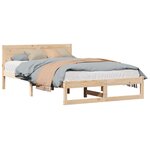 vidaXL Cadre de lit avec tête de lit Naturel 140 x 190 cm Pin massif