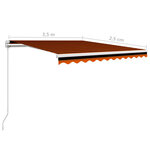 vidaXL Auvent manuel rétractable 350x250 cm Orange et marron