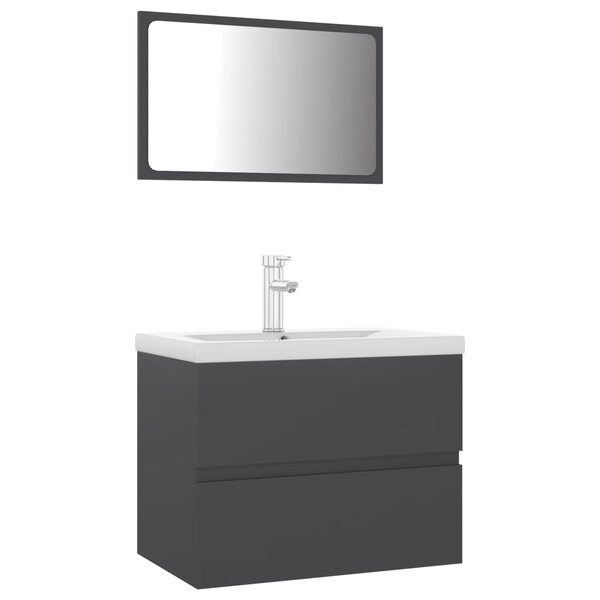 vidaXL Ensemble de meubles de salle de bain Gris Aggloméré