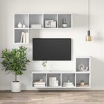 vidaXL Meuble TV mural Blanc 37x37x142 5 cm Bois d’ingénierie