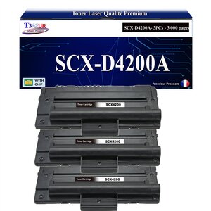 T3AZUR - 3x Toners compatibles avec Samsung SCX-D4200A SCXD4200A pour Samsung SCX4200 SCX-4200