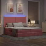 vidaXL Lit de rangement LED avec matelas Rose 200 x 200 cm Velours
