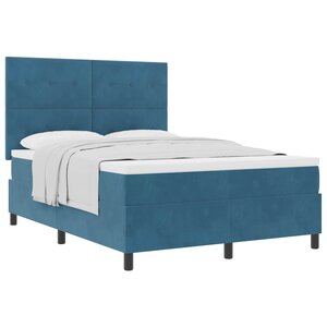 vidaXL Lit à ressorts avec matelas Bleu foncé 140 x 190 cm tissu