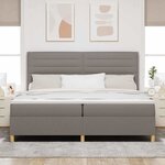 vidaXL Lit à ressorts avec matelas Taupe 200 x 200 cm tissu
