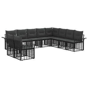 vidaXL Ensemble de canapés d'extérieur 10 Pièces Noir et Gris foncé