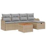 vidaXL Ensemble de canapé de jardin 6 Pièces Beige Poly rotin
