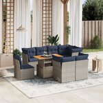 vidaXL Salon de jardin 9 Pièces avec coussins gris résine tressée