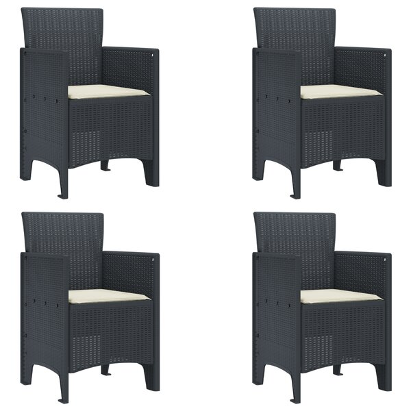 vidaXL Chaise de jardin 4 Pièces Anthracite 53 x 49 x 85 cm PP