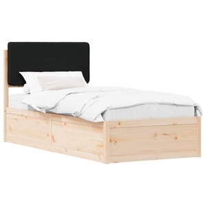 vidaXL Cadre de lit avec tête de lit rembourrée Noir 90 x 190 cm