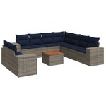 vidaXL Salon de jardin 10 Pièces avec coussins gris résine tressée