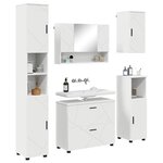vidaXL Ensemble de mobilier de salle de bain avec tiroir 5 Pièces Blanc
