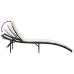 vidaXL Chaise longue avec coussin noir 55x199x50 cm résine tressée