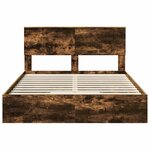 vidaXL Lit de Rangement Chêne fumé 135 x 190 cm Bois d'ingénierie