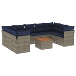 vidaXL Salon de jardin 10 Pièces avec coussins gris résine tressée