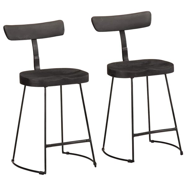 vidaXL Tabourets de bar lot de 2 noir 49x43x79 cm bois manguier massif
