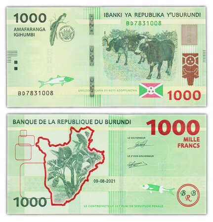 Billet de collection 1000 francs 2021 burundi - neuf - p51