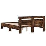 vidaXL Cadre de lit avec tête de lit et LED chêne fumé 135x190 cm
