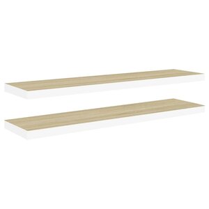 vidaXL Étagères flottantes 2 Pièces Chêne et blanc 90x23 5x3 8 cm MDF