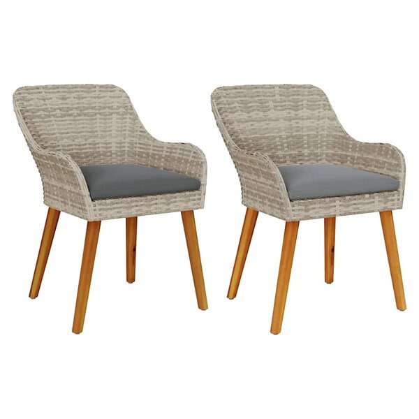 vidaXL Chaise de jardin 2 pc Gris clair polyrotin