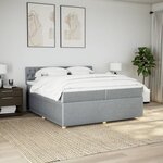 vidaXL Sommier à lattes de lit avec matelas Gris clair 200x200cm Tissu