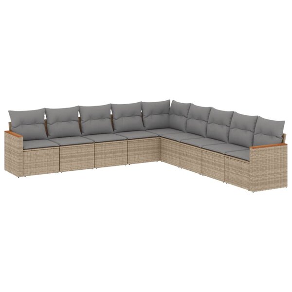 vidaXL Salon de jardin avec coussins 9 Pièces beige résine tressée