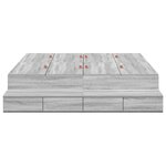 vidaXL Cadre de lit de rangement Gris Sonoma 135x190 cm