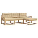 vidaXL Ensemble de canapés d'extérieur 4 pc Blanc et Beige Polyester