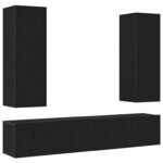 vidaXL Set de meubles TV mural en chêne noir  4 pièces en bois d'ingénierie