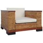 vidaXL Ensemble de canapés 2 Pièces avec coussins Marron Rotin naturel