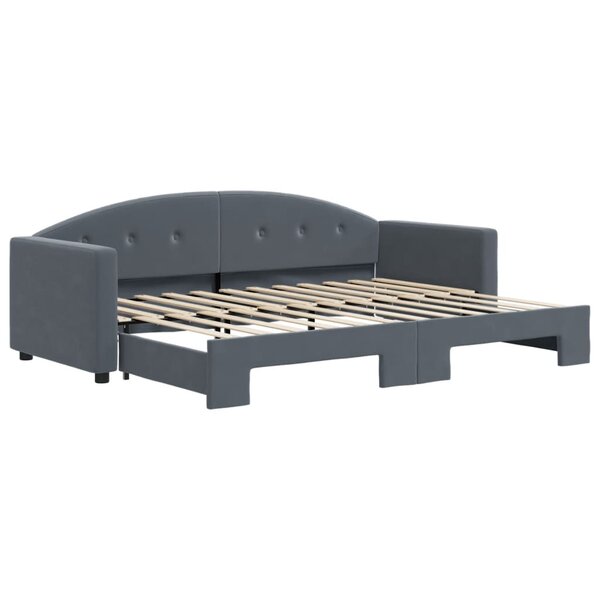 vidaXL Lit de jour avec gigogne sans matelas gris foncé 80x200 cm