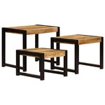 vidaXL Tables gigognes 3 Pièces Bois solide de manguier
