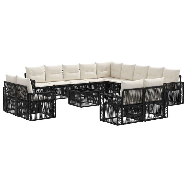 vidaXL Ensemble de canapé de jardin 14 Pièces Noir et blanc crème