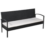 vidaXL Salon de jardin 5 Pièces avec coussins Résine tressée Noir