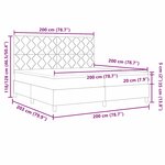 vidaXL Lit à ressorts avec matelas et lumières LED gris foncé  200 x 200 cm en tissu