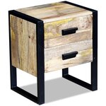 vidaXL Table auxiliaire à 2 tiroirs bois manguier massif 43x33x51 cm