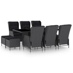 vidaXL Mobilier à dîner 9 Pièces avec coussins Résine tressée Gris foncé