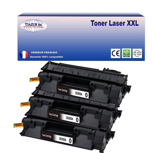 T3AZUR - Lot de 3 Toners compatibles avec Canon 719A pour Canon MF-5840DN  MF-5880DN  MF-5940DN Noir - 2 300p